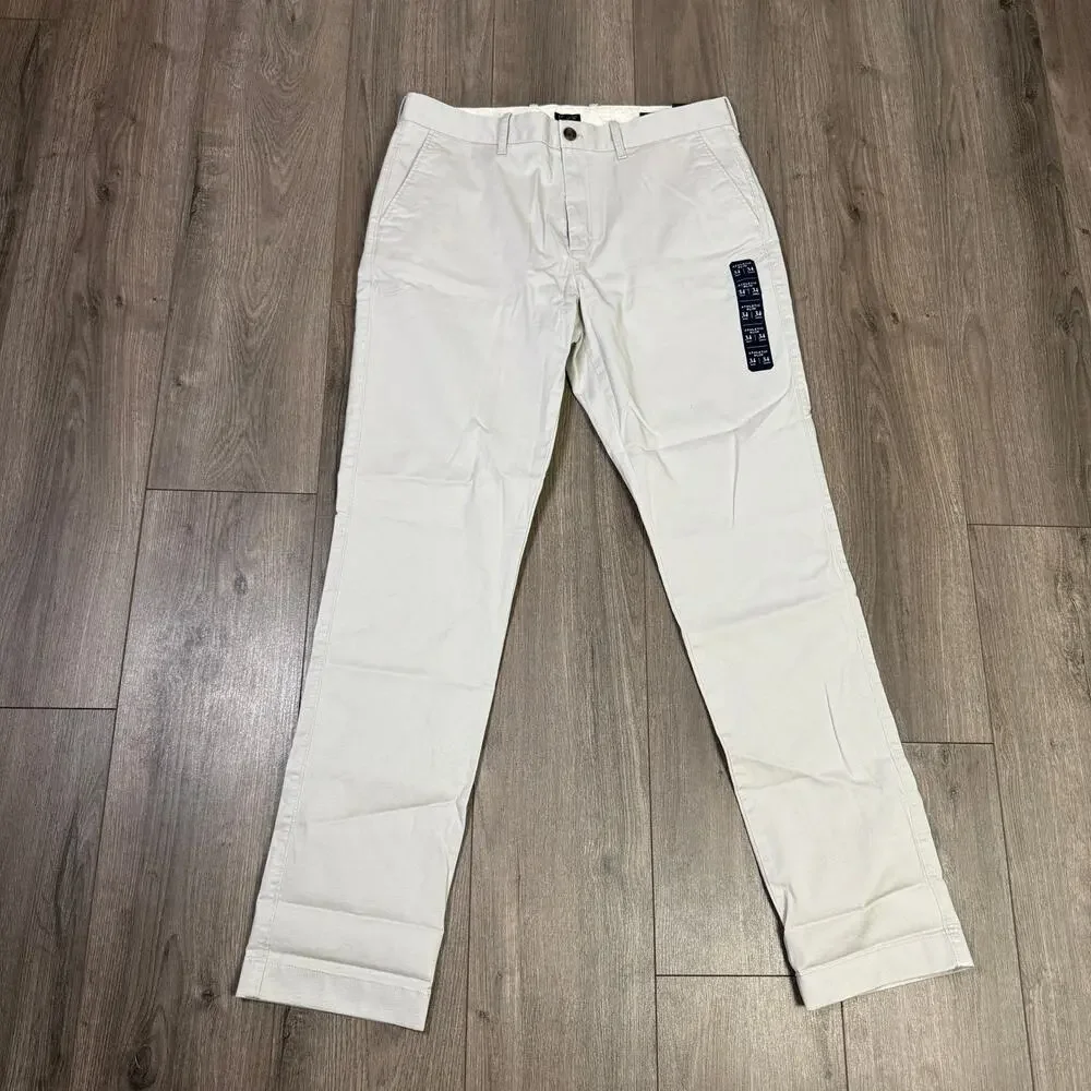 J.Crew Flex Athletic Slim-Fit Chino Pant Mens 34x34 Stone Stretch Button Zip fly